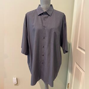 Joseph & Feiss Short Sleeve Button-Down Shirt in Charcoal